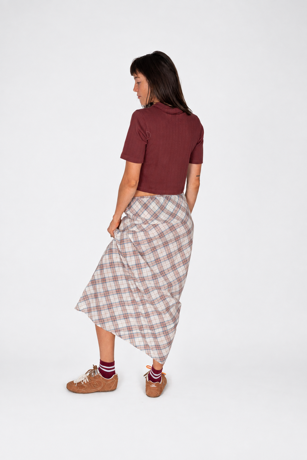 Yani Bias Maxi Skirt - Espresso Check