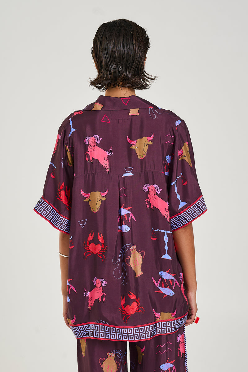 Button Up Short Sleeve Shirt - Zodiac